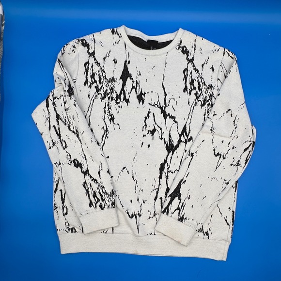 H&M Other - H&M Men Sweater Sweatshirt Crewneck Long Sleeve Graphic Print White Black Size L